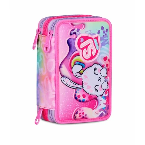 Zeitlich begrenztes Angebot: SJ Gang Style Jam Gang Schulmäppchen mit 3 Reißverschlüssen, Fuchsia, dreifach Fach mit Stiften, Bleistiften, Farben, Zubehör Rucksack, Grundschule, Mädchen von 34.90 € auf 34.90 € (0.00% Rabatt)