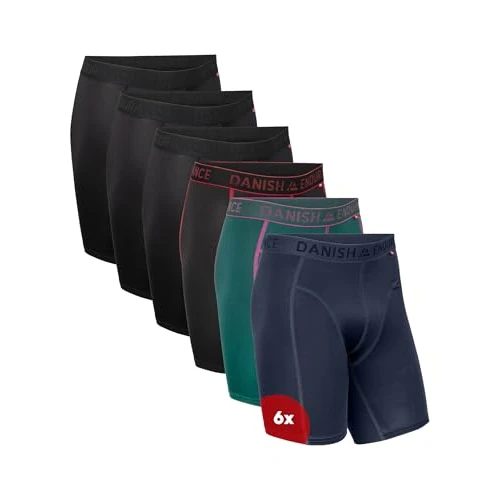 Zeitlich begrenztes Angebot: DANISH ENDURANCE 6er Pack Sport Boxershorts Herren, Mit regulärem oder langem Bein, Mehrfarbig (3xschwarz, 1xschwarz/Rot, 1xgrün/Lila, 1xblau) Extra Lang - 6er Pack, 3XL von 60.95 € auf 47.95 € (21% Rabatt)