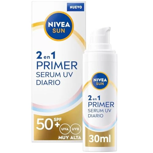 Offerta a tempo: Nivea Sun Primer Sierum UV Diario 2 in 1, siero viso con protezione solare SPF 50+, crema solare viso che protegge e ammorbidisce la pelle, crema solare con acido ialuronico e licocalcón A, 1 x 30 ml - 0.00% da 10.30 € a 10.30 €