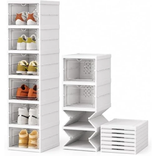 Offerta a tempo: ZENZERO®- SCARPIERA PIEGHEVOLE a 6 Ripiani Trasparente - Dimensioni 105x25,5x34,5 cm - Scatola Contenitore Portascarpe Organizzatore Scarpiera Shoe Box (1#) - 40% da 39.99 € a 23.99 €