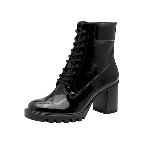 Tamaris Botín de mujer con cordones y tacón 1-25132-45, color negro, patente, talla 37 EU, Patente negra., 37 EU