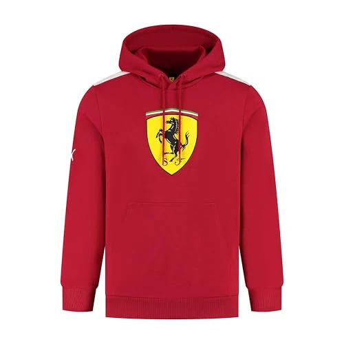 PUMA Scuderia Ferrari F1 Felpa con Grande Logo Scudetto sul Petto - Rosso - Taglia: L