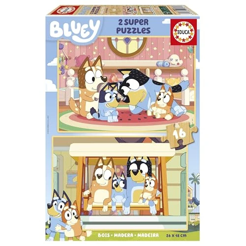 Offerta a tempo: Educa - Puzzle Legno Bluey | 2x16 pezzi Puzzle Legno | Bluey, Puzzle Legno Bambini | dai 3 anni (20347) - 40% da 12.99 € a 7.79 €