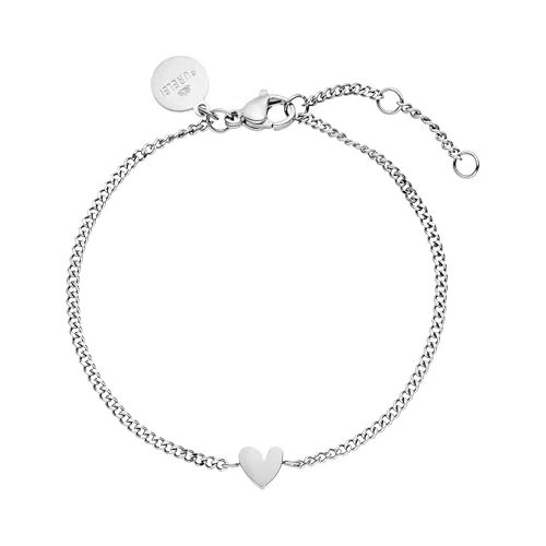 Purelei® Tiny Heart Bracelet en filigrane avec pendentif en forme de cœur | Acier inoxydable plaqué or 18 carats | Argent, or rose | Longueur réglable, Eine Grösse, Acier inoxydable, Agate