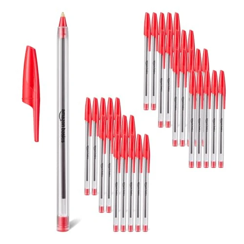Offre limitée : Amazon Basics Lot de 36 Stylos à Bille pour la Maison, le Bureau et l’École, 1,0mm, Rouge de 6.42 € à 6.10 € (5% de remise)