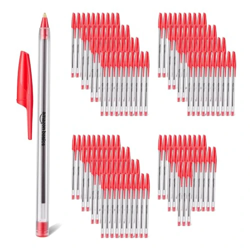 Offerta a tempo: Amazon Basics - Penne a Sfera, Asciugatura Rapida, Ideali per Scuola e Ufficio, Punta Media (1,0mm), Rosso, Confezione da 144 - 50% da 22.99 € a 11.55 €