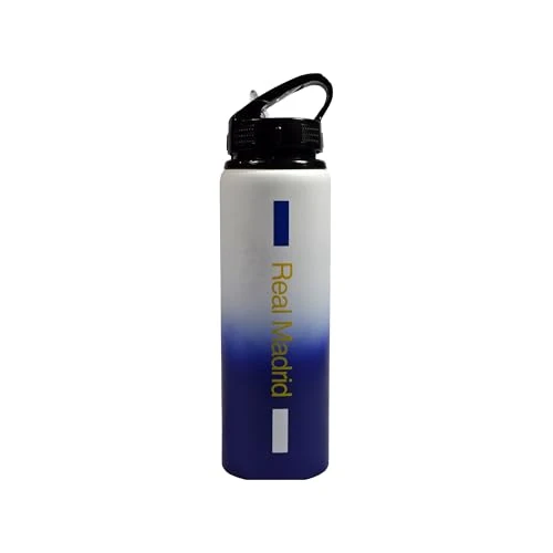Offerta a tempo: Hy-Pro Borraccia in alluminio con licenza ufficiale Real Madrid CF, 750 ml, design sbiadito, opaco, cannuccia pieghevole integrata, a prova di perdite, leggera, ottima idea regalo per il calcio - 0.00% da 12.00 € a 12.00 €