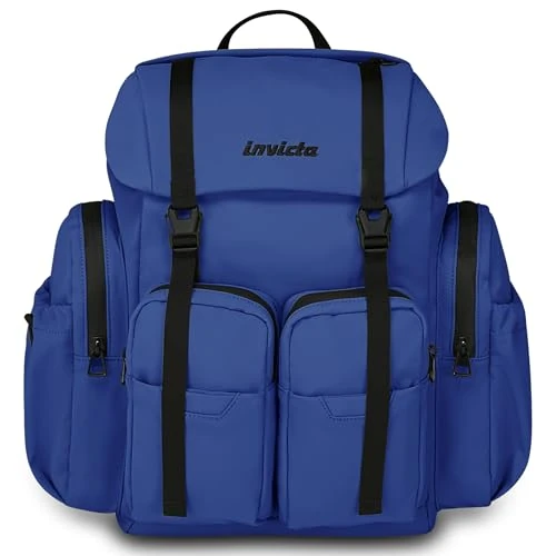 Invicta Zaino Tempo Libero Monviso X, Blu, Monoscomparto Con Tasca PC 14", Tasca Borraccia e Fondo Rinforzato, Zaino Capiente e Versatile da 29 L Per Tempo Libero e Viaggi, Per Uomo e Donna