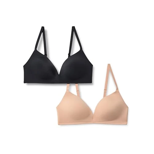 Limited-time offer: Amazon Essentials Women's Microfiber Lined Plunge Bralette, Wirefree, Pack of 2, Black / Washed Bronze, 32C from $29.30 to $29.30 (save 0.00%)