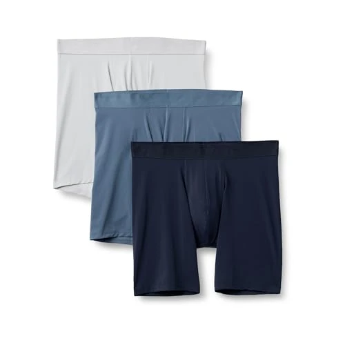 Offerta a tempo: Amazon Essentials Boxer in Microfibra, Biancheria Intima Uomo, Pacco da 3, Blu/Blu Marino Blu/Grigio Chiaro, S - 0.00% da 15.69 € a 15.69 €