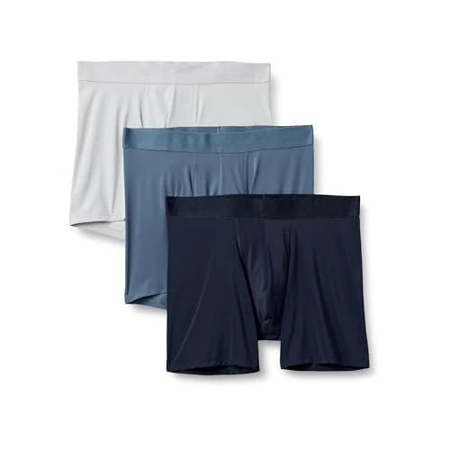 Offerta a tempo: Amazon Essentials Boxer in Microfibra, Biancheria Intima Uomo, Pacco da 3, Blu/Blu Marino Blu/Grigio Chiaro, M - 0.00% da 11.22 € a 11.22 €