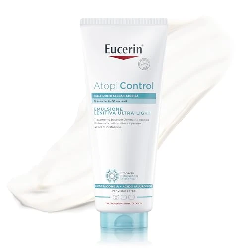 Offerta a tempo: Eucerin Atopi Control Emulsione Corpo Lenitiva Ultra-Light 400 ml, Crema dermatite atopica ad assorbimento rapido arricchita con Ceramidi idratanti 48h+, Crema corpo idratante pelle secca e atopica - 5% da 18.93 € a 17.90 €