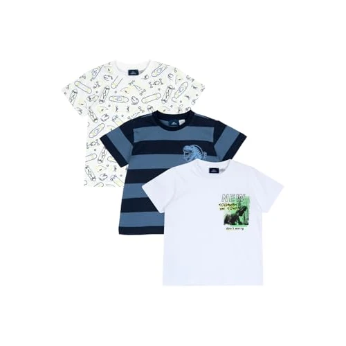 Chicco, T-Shirt Enfant, Lot de 3 T-Shirts à Manches Courtes en 100% Coton, Idéals pour Le Printemps et l'Été, Vêtements Garçon