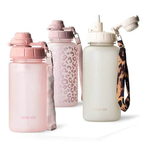 Oferta limitada: MAMEIDO Botella con pajita y marcador de tiempo 500 ml, Botellas de agua a prueba de fugas, Botella agua niños sin BPA, Botella agua gimnasio fabricada en Tritan, Water Bottle (Flamingo Pink) de 18.99 EUR a 16.13 EUR (ahorro 15%)