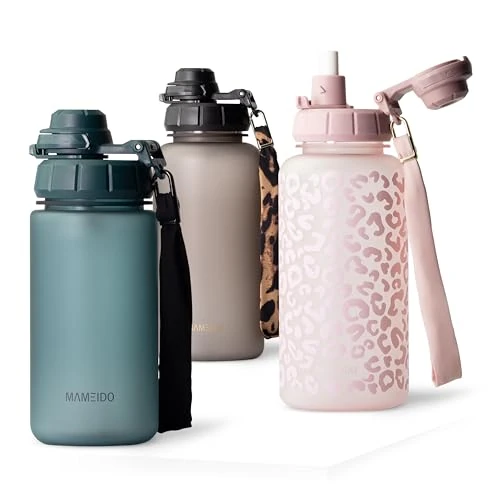 Oferta limitada: MAMEIDO Botella con pajita y marcador de tiempo 500 ml, Botellas de agua a prueba de fugas, Botella agua niños sin BPA, Botella agua gimnasio fabricada en Tritan, Water Bottle (Ocean Bloom) de 18.99 EUR a 13.00 EUR (ahorro 32%)