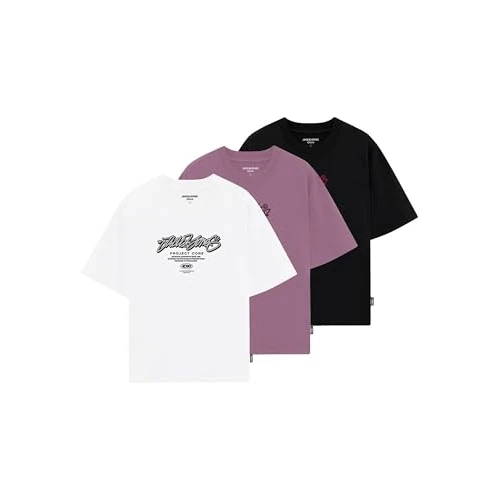 Offerta a tempo: JACK & JONES Jcoscripture Tee SS Crew Neck 3Pk MP, Frullato UVA, S Uomini, Frullato D'uva, S - 0.00% da 43.20 € a 43.20 €