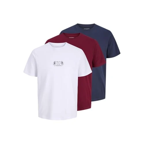 JACK & JONES Jorretro tee SS Crew Neck SMU 3 PK MP, Blanco Brillante, XS (Pack de 3) Hombres