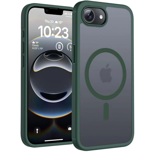 TOCOL voor iPhone 16e Case Compatibel met MagSafe, Schokbestendig Anti-vingerafdruk Anti-slip Hoesje Dunne Translucente Matte Backcover 6,1-Inch, Alpengroen
