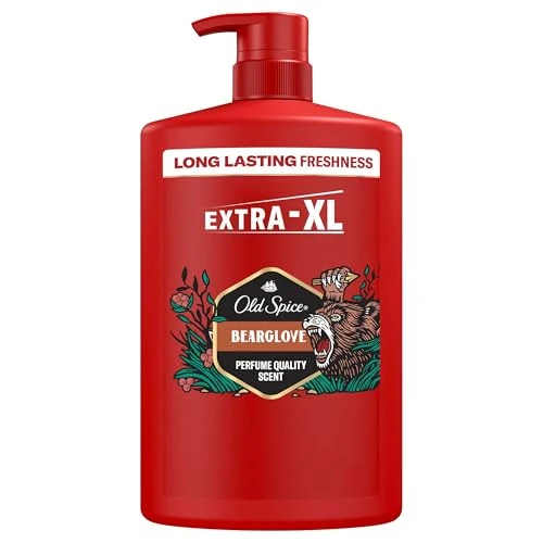 Old Spice Bearglove Gel douche 3 en 1 pour cheveux, visage et corps, 1000 ml, distributeur à pompe, fraîcheur durable, parfum de qualité parfumée, nettoyage en profondeur