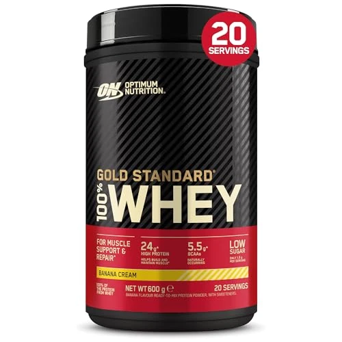 Optimum Nutrition Gold Standard 100% Whey, Protéine en Poudre, Goût Crème de Banane, 600g, 20 Doses