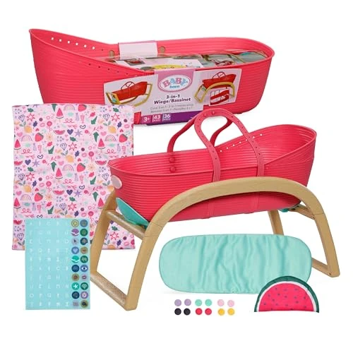 Offerta a tempo: BABY born 3 in 1 Culla Pinplay – Lettino, culla e trasportino con pin decorativi – Include copertina e cuscino – Accessorio per bambole di alta qualità – Adatto ai bambini dai 3 anni in su - 47% da 39.99 € a 21.24 €