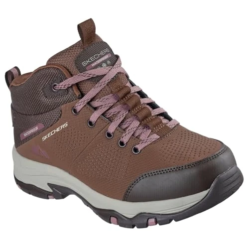 Skechers Trego Trail Destination - Zapatos de Senderismo para Mujer, Tela sintética marrón con Ribete múltiple, 37 EU