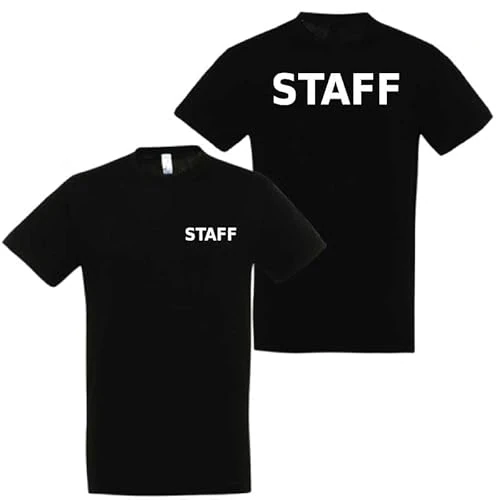Offerta a tempo: T-shirt in cotone con scritta "STAFF" davanti e dietro (Nero, XXL) - 0.00% da 14.99 € a 14.99 €