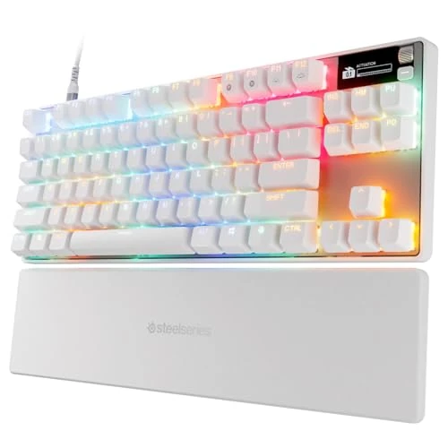 Offerta a tempo: SteelSeries Apex Pro TKL Gen 3 White con Switch OmniPoint 3.0 - Attuazione regolabile - Rapid Trigger - Preset di gioco - Protection Mode - Rapid Tap/SOCD - OLED - RGB - Copritasti in PBT -US QWERTY - 17% da 249.99 € a 208.05 €