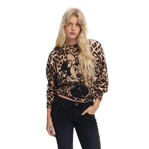 Limited offer: Desigual Leopard Print Minnie Mouse Jumper25WWJF43 from 58.38 EUR to 58.38 EUR (save 0%)
