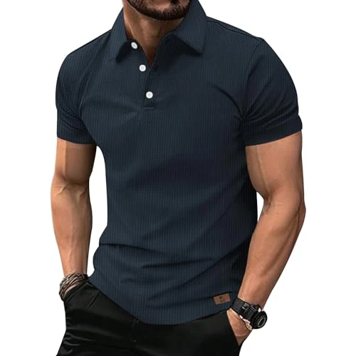 Tijdelijke aanbieding: SwissWell Poloshirt Heren Korte Mouw Ademend Sneldrogend Golf Polo Shirt Men T Shirts Marineblauw L van 19.99 € naar 9.99 € (50% korting)