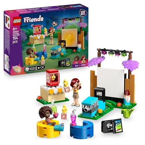 LEGO Friends Friendship Movie Night Toy for 6+ Year Old Girls - incl. 2 Mini Dolls, a Screen and a Light Brick Projector - Creative Building Set - 42642