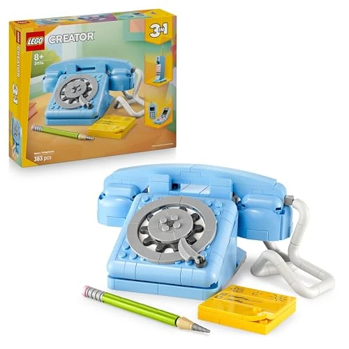 LEGO Creator 3-en-1 Le Téléphone Rétro - Jeu de Construction avec Cadran Rotatif - Se Transforme en Modèle des Années 80 ou en Portables des Années 2000 - Cadeau pour Fille ou Garçon dès 8 Ans 31174