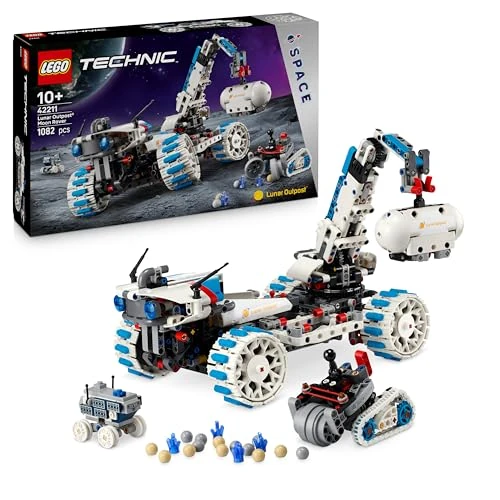 LEGO Technic Lunar Outpost Moon Rover Space Vehicle - Interactive STEM Toy with a Crane & Solar Panels - Robot Model - Birthday Gift for 10+ Year Old Boys & Girls - 42211