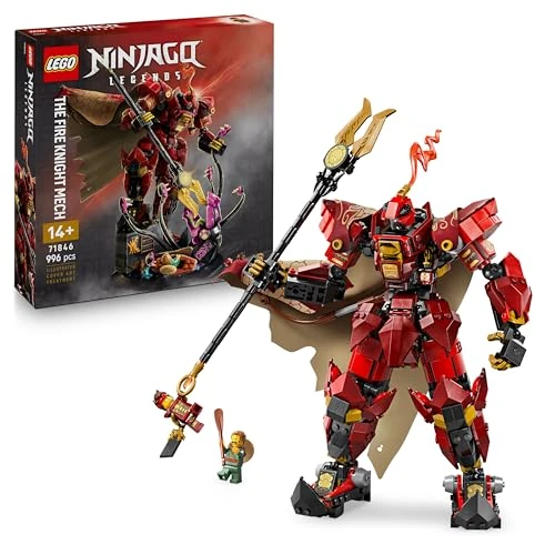 LEGO NINJAGO Meca Caballero del Fuego - Juguete de Construcción con Figura Articulada, 2 Minifiguras (inc. Kai) y Monstruo Marino - Kit de Maqueta - Regalo para Chicos de 14+ Años y Adolescentes 71846