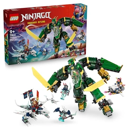 LEGO Ninjago L’Avion-Robot De Lloyd - Figurine Articulée Modulable en Jet - 5 Minifigurines Dont Sora & Lloyd - Figurines De Moto & Dragon - Cadeau pour Garçon Dès 9 Ans & Fans De La Série TV 71845