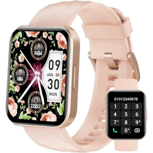 Dakofied Montre Connectée Femme avec Appel Bluetooth Podometre Cardiofrequencemetre Oxymetre Montre Sport Etanche IP68 Cycle Menstruel Suivi Sommeil Calories Notification pour Android iOS Rose