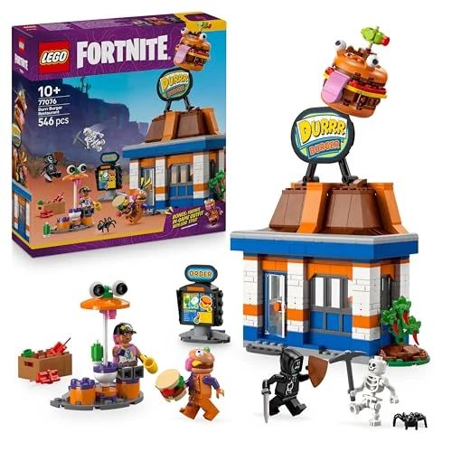 LEGO Fortnite Restaurante Hamburrrguesa - Juguete de Construcción con Minifiguras de Bombardera Playera, Caudillo Cárnico, Esqueleto y Parco - Regalo Gamer para Niños y Niñas de 10+ Años 77076