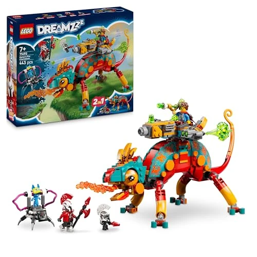 Offerta a tempo: LEGO DREAMZzz 2 in 1 Il Camaleonte di Fuoco di Mateo - Animale Trasformabile in Aereo Giocattolo e Mech o in Guardiano - Costruzioni per Bambini da 7 Anni con 2 Minifigure - Idea Regalo - 71492 - 39% da 49.99 € a 30.51 €