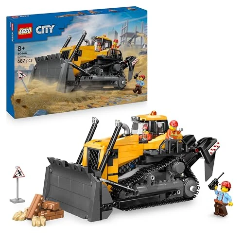 Offerta a tempo: LEGO City Yellow Bulldozer Toy - Large Construction Vehicle Building Set - incl. 3 Minifigures plus Loose Bricks & Road Signs - Birthday Gift for 8+ Year Old Boys - 60466 - 50% da 59.99 € a 30.00 €