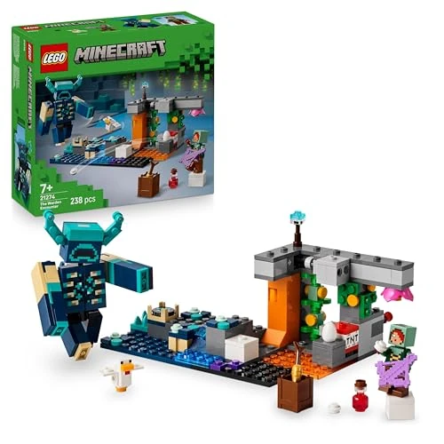 LEGO Minecraft La Rencontre avec Le Warden - Jouet Interactif avec Minifigurine, Figurine de Mob & Fonction TNT Chute de Rocher - Cadeau Collector pour Gamer, Garçon ou Fille dès 7 Ans 21274