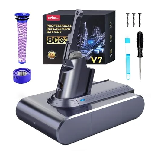 Offerta a tempo: FLYLINKTECH Batteria 8000mAh per Dyson V7, Sostituzione Batteria Li-ion per Dyson V7 SV11, Compatibile con Animal, Fluffy, Trigger, Motorhead, Total Clean - Con 2 Filtri Inclusi - 20% da 49.99 € a 39.99 €