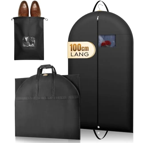 Offerta a tempo: Lifewit Borsa Porta Abiti da Viaggio Uomo con 1 Borsa Porta Scarpe Resistente, Porta Vestiti Impermeabile da Appendere, Custodie Pieghevole per Abiti per Guardaroba, Viaggio, 100 x 60 cm, Set di 1 - 35% da 19.99 € a 12.98 €