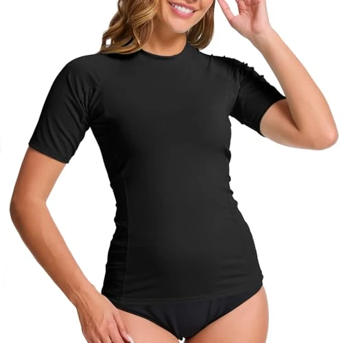 Zeitlich begrenztes Angebot: MEETWEE Damen Surf Rash Guard Sonnenschutz Badeanzug UV-Schutz Shirt UPF 50+ Kurzarm Badeoberteil Schnell trocknendes Schwimm-Sonnenschutzshirt für Wassersport. von 24.99 € auf 19.99 € (20% Rabatt)