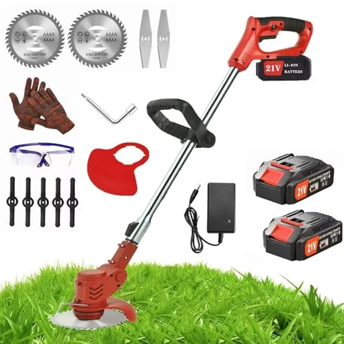 Coupe Bordure sans Fil avec Batterie, 21V Debrouissalleuses Batterie, Débroussailleuses Electrique pour la Coupe de Jardin Pelouses et Terres Agricoles