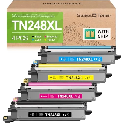 swiss toner TN248XL Compatible with Brother TN248XL TN-248XL TN-248VAL Toner for Brother MFC-L3760CDW Toner Brother DCP-L3560CDW Toner MFC-L3740CDW HL-L3240CDW MFC-L3740CDWE for TN248 TN-248, Pack of