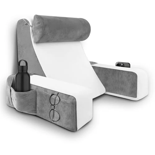 Offerta a tempo: HOMCA Cuscino da Lettura per Letto e Divano con Cuscino per il Collo e Braccioli Rimovibile, Cuscini per Leggere/Rilassarsi/Guardare La TV, con Tasca e Fodera Lavabile (36x40x48cm) - 0.00% da 54.99 € a 54.99 €
