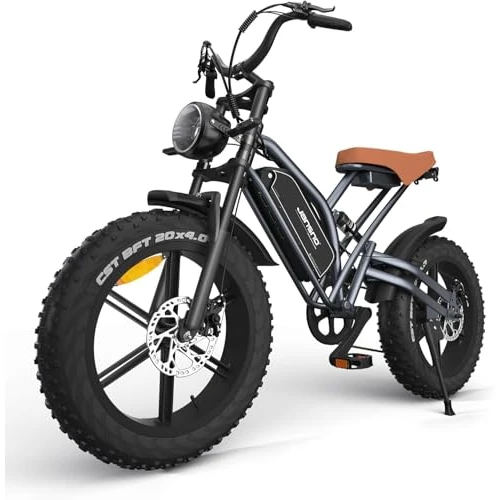JANSNO Elektrische fiets, 20 inch x 4,0 inch, 7 versnellingen, elektrische fiets, mechanische schijfremmen voor en achter, e-bike voor volwassenen, afneembare accu, 48 V, 17 Ah