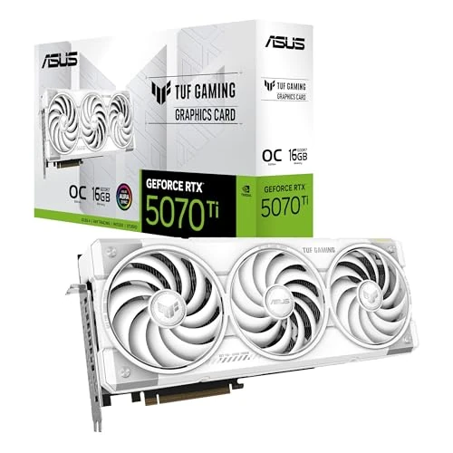 Limited-time offer: ASUS TUF Gaming GeForce RTX 5070 Ti 16GB GDDR7 White OC Edition Gaming Graphics Card (PCIe 5.0, HDMI/DP 2.1, 3.125 slot, military grade components, protective PCB coating, axial tech fans) from 1299.99 £ to 1299.99 £ (save 0.00%)
