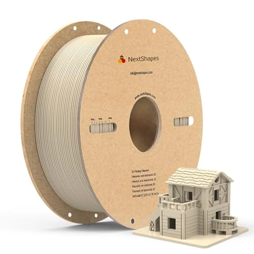 NextShapes Standardowy filament PLA, 1,75 mm, dokładność wymiarowa +/- 0,02 mm, PLA, idealnie zwinięty, szybki druk, odpowiedni do większości drukarek 3D FDM (drewno, 1000 g)