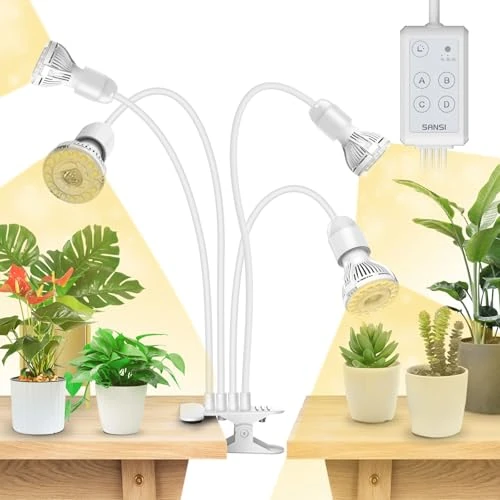 Offre limitee: SANSI Lampe Horticole LED Minuterie 4/8/12H, Spectre Complet Équivalent 600W 4 Ampoules E27 de 89.99 EUR a 67.49 EUR (economie 25%)
